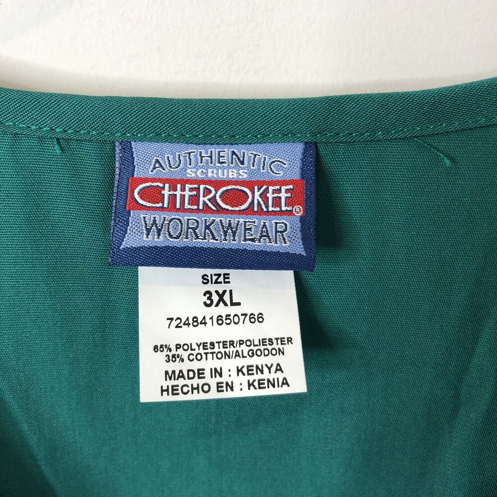 Cherokee Workwear Authentic Scrub Top w/Pockets in Hunter Green Unisex Size 3XL - Picture 7 of 8